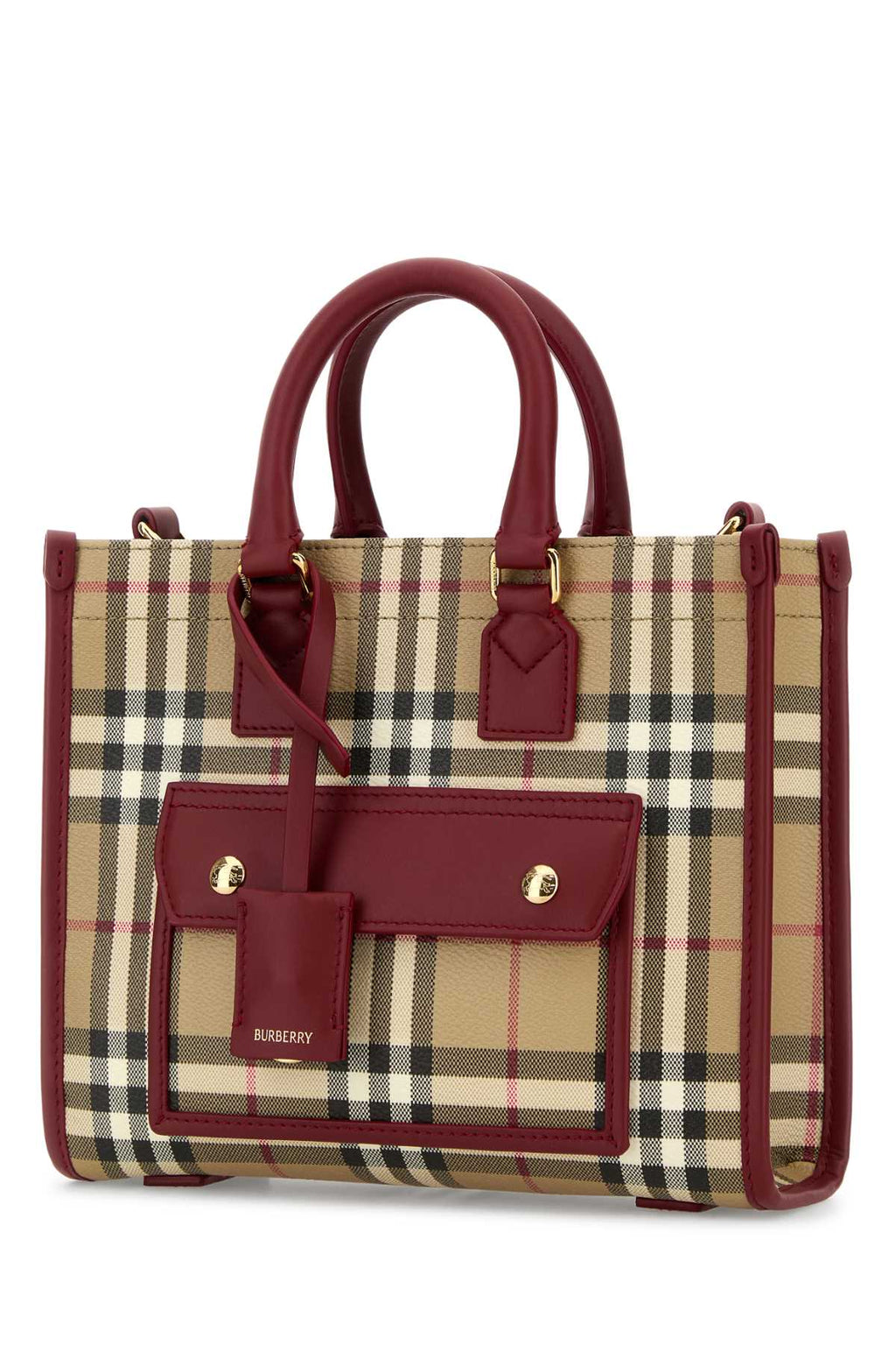 BURBERRY LL MN FREYA TOTE DFC For Women Exterior: 55% Polyurethane 25% Polyester 20% Cotton Lining: 100% Cotton Finishing: Golden metal