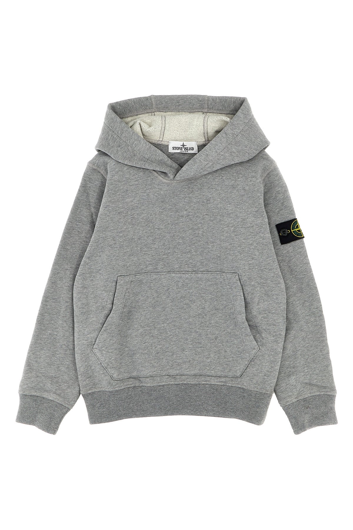 STONE ISLAND JUNIOR Logo patch hoodie For Baby boy 100% cotton