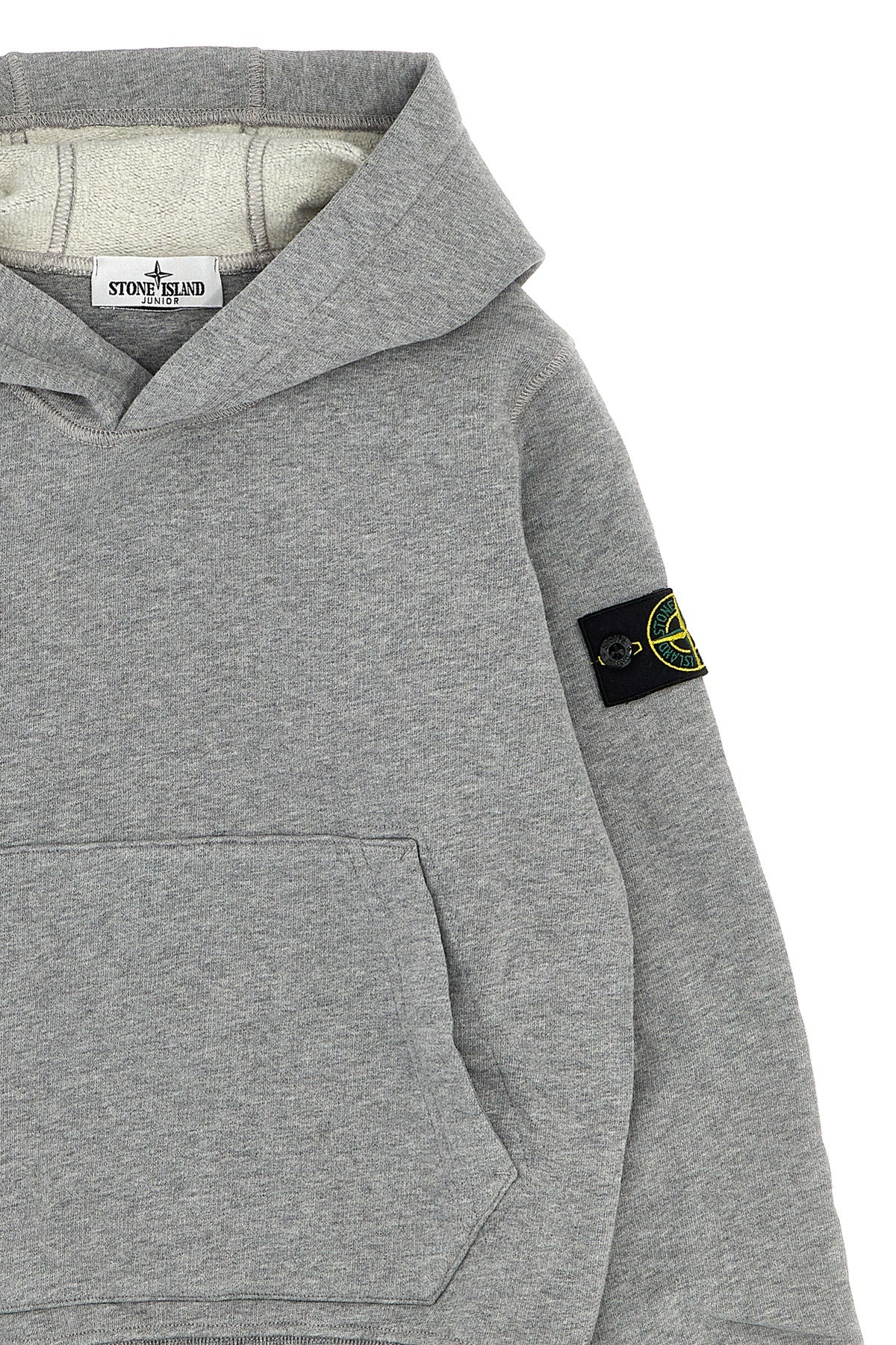 STONE ISLAND JUNIOR Logo patch hoodie For Baby boy 100% cotton