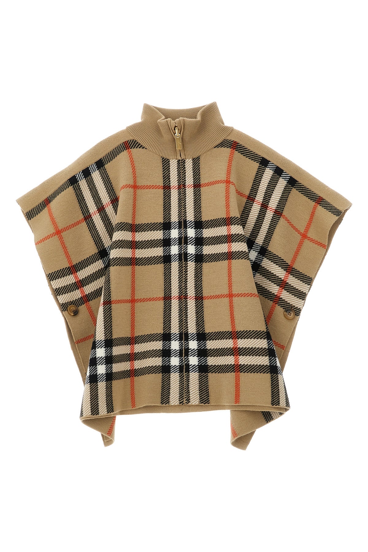 BURBERRY 'Isobel' reversible cape For Baby girl 95% wool 4% polyamide 1% elastane