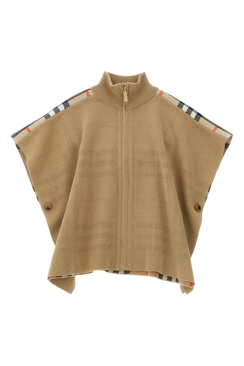 BURBERRY 'Isobel' reversible cape For Baby girl 95% wool 4% polyamide 1% elastane