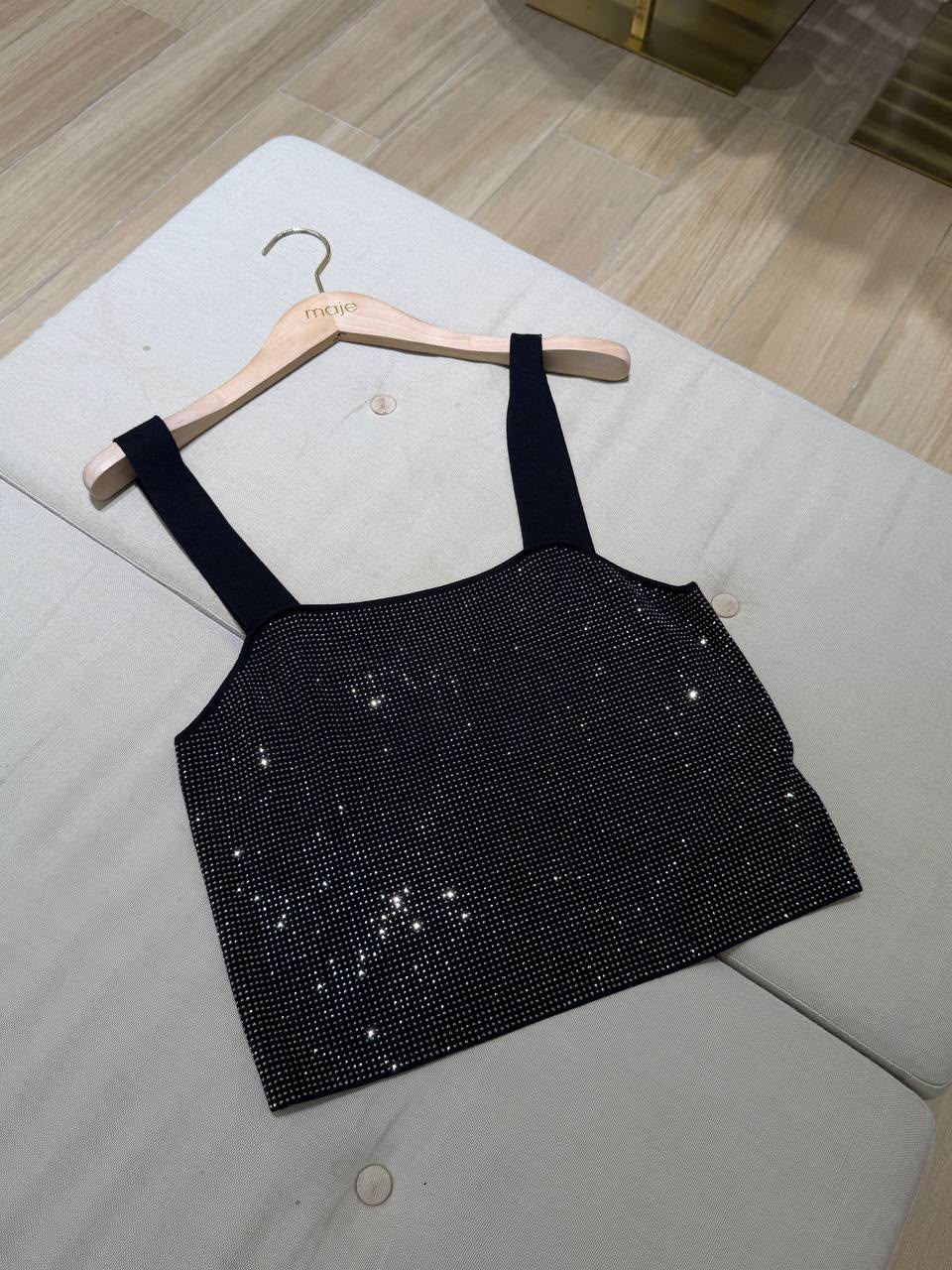 Rhinestone-embellished knit tank top