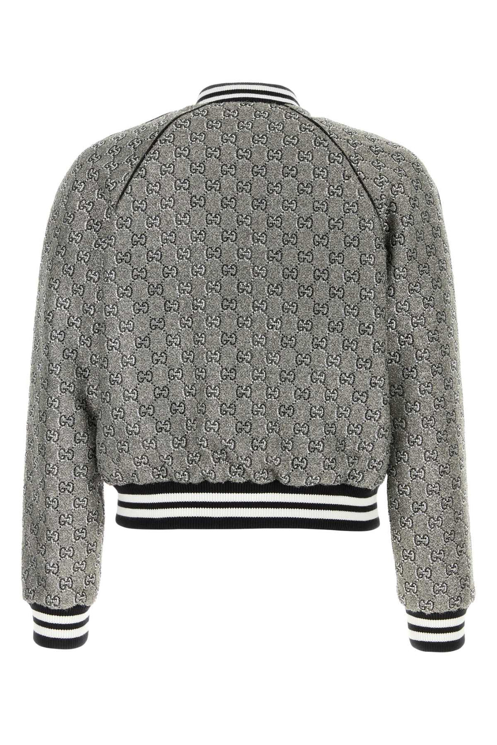 GUCCI BOMBER For Men Exterior: 46% Viscose 21% Metallized fiber 20% Nylon 7% Polyester 6% Cotton Lining: 100% Viscose
