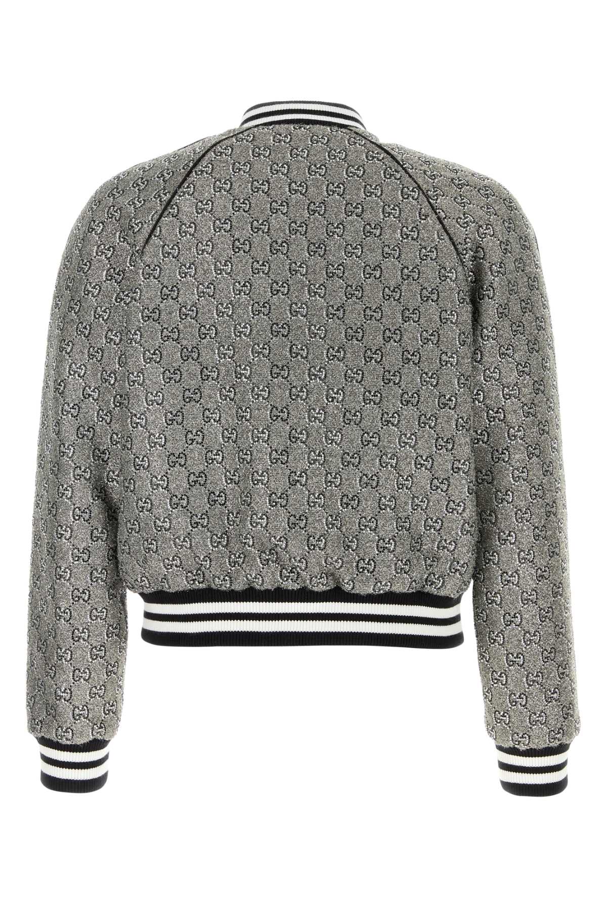 GUCCI BOMBER For Men Exterior: 46% Viscose 21% Metallized fiber 20% Nylon 7% Polyester 6% Cotton Lining: 100% Viscose