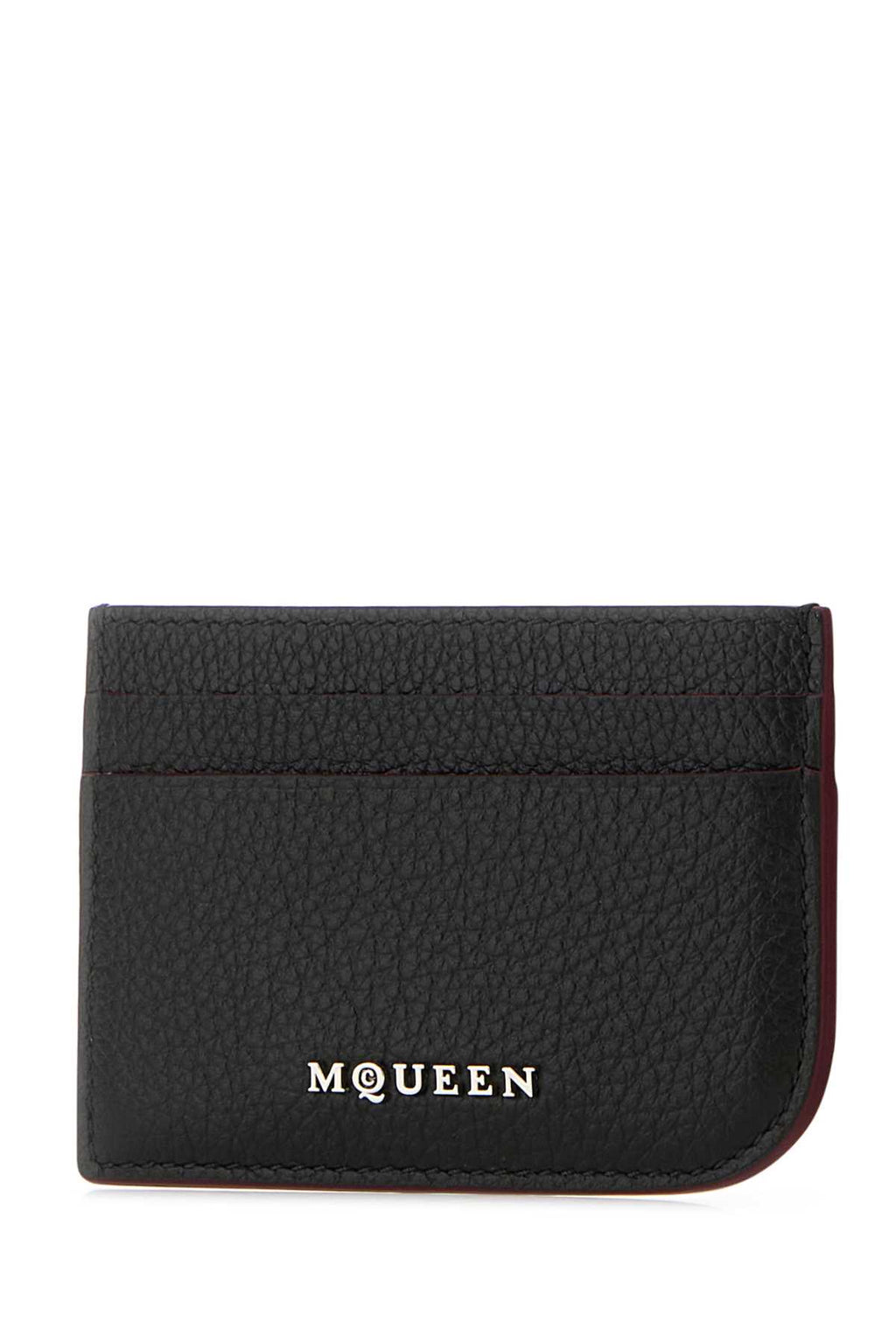ALEXANDER MCQUEEN SLING CARD CASE For Men Exterior: 100% Leather Finishing: Silver metal