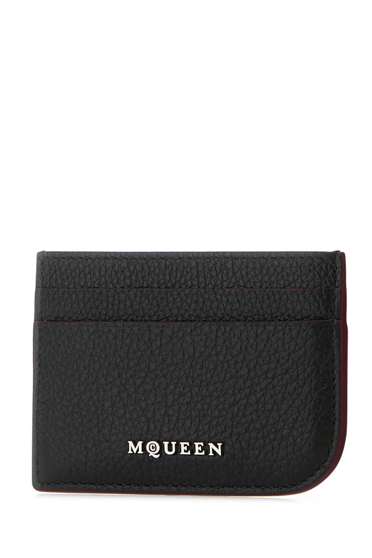 ALEXANDER MCQUEEN SLING CARD CASE For Men Exterior: 100% Leather Finishing: Silver metal