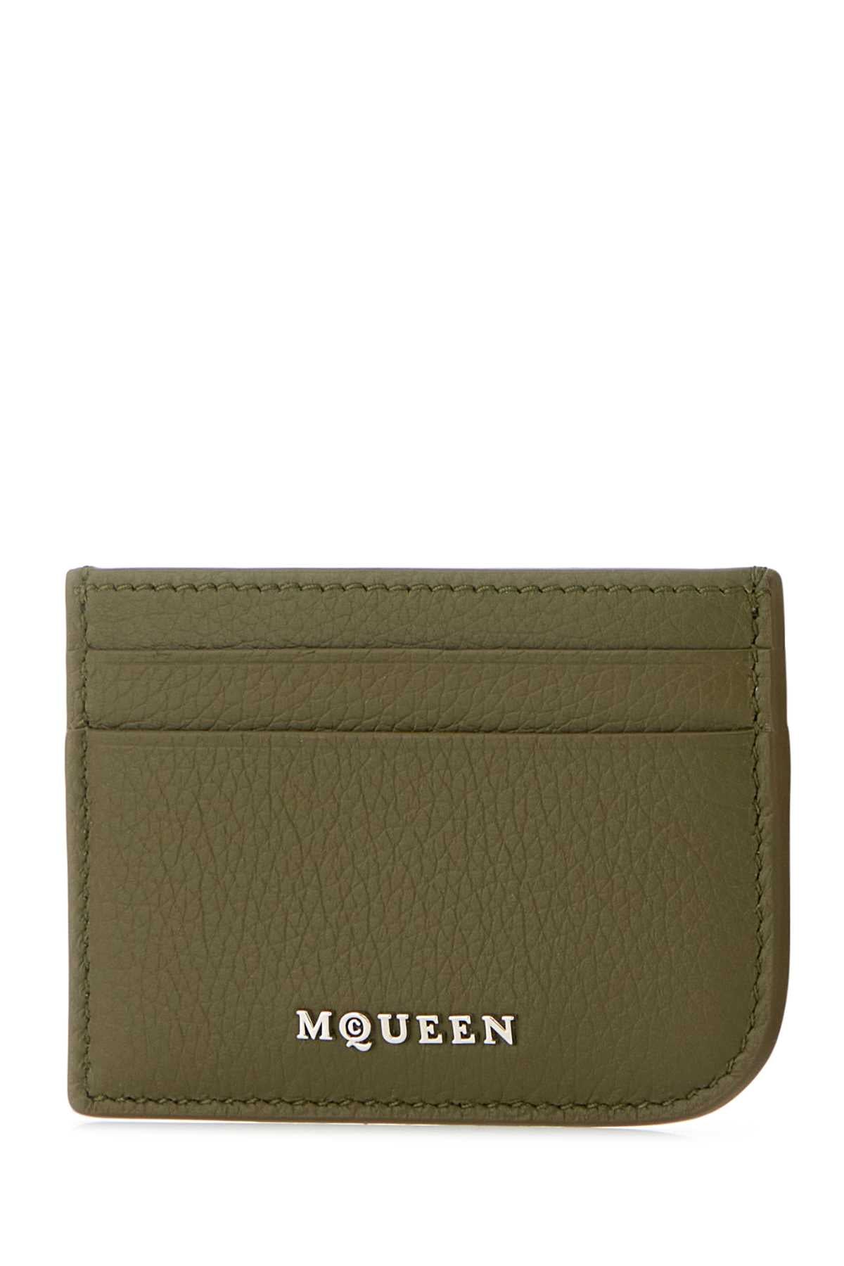 ALEXANDER MCQUEEN SLING CARD CASE For Men Exterior: 100% Leather Finishing: Silver metal