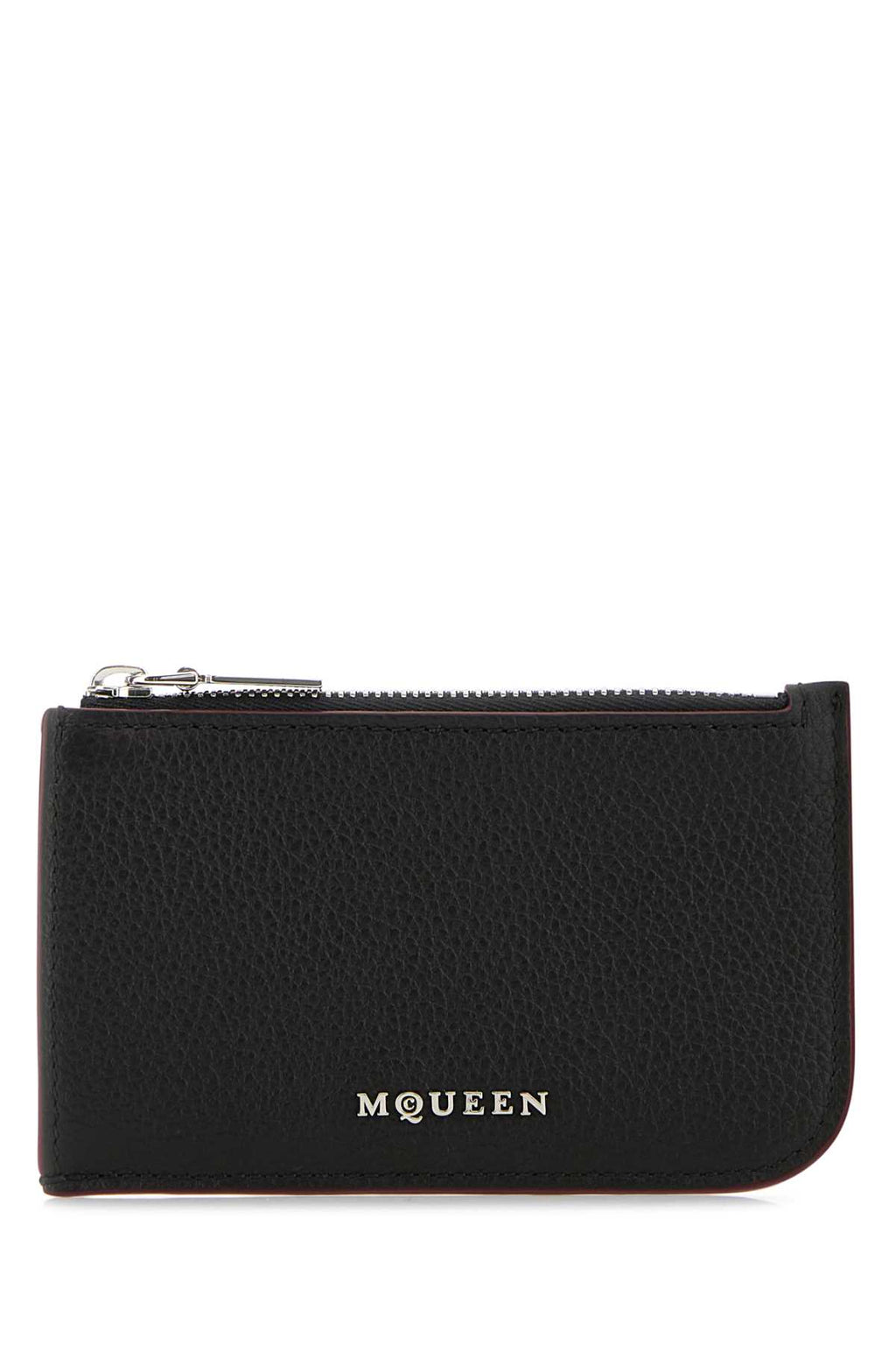 ALEXANDER MCQUEEN SLING ZIP CARD CASE For Men Exterior: 100% Leather Finishing: Silver metal