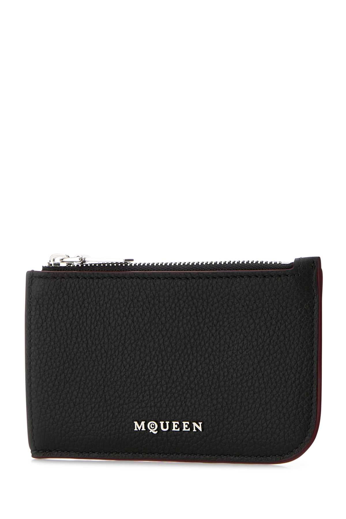 ALEXANDER MCQUEEN SLING ZIP CARD CASE For Men Exterior: 100% Leather Finishing: Silver metal