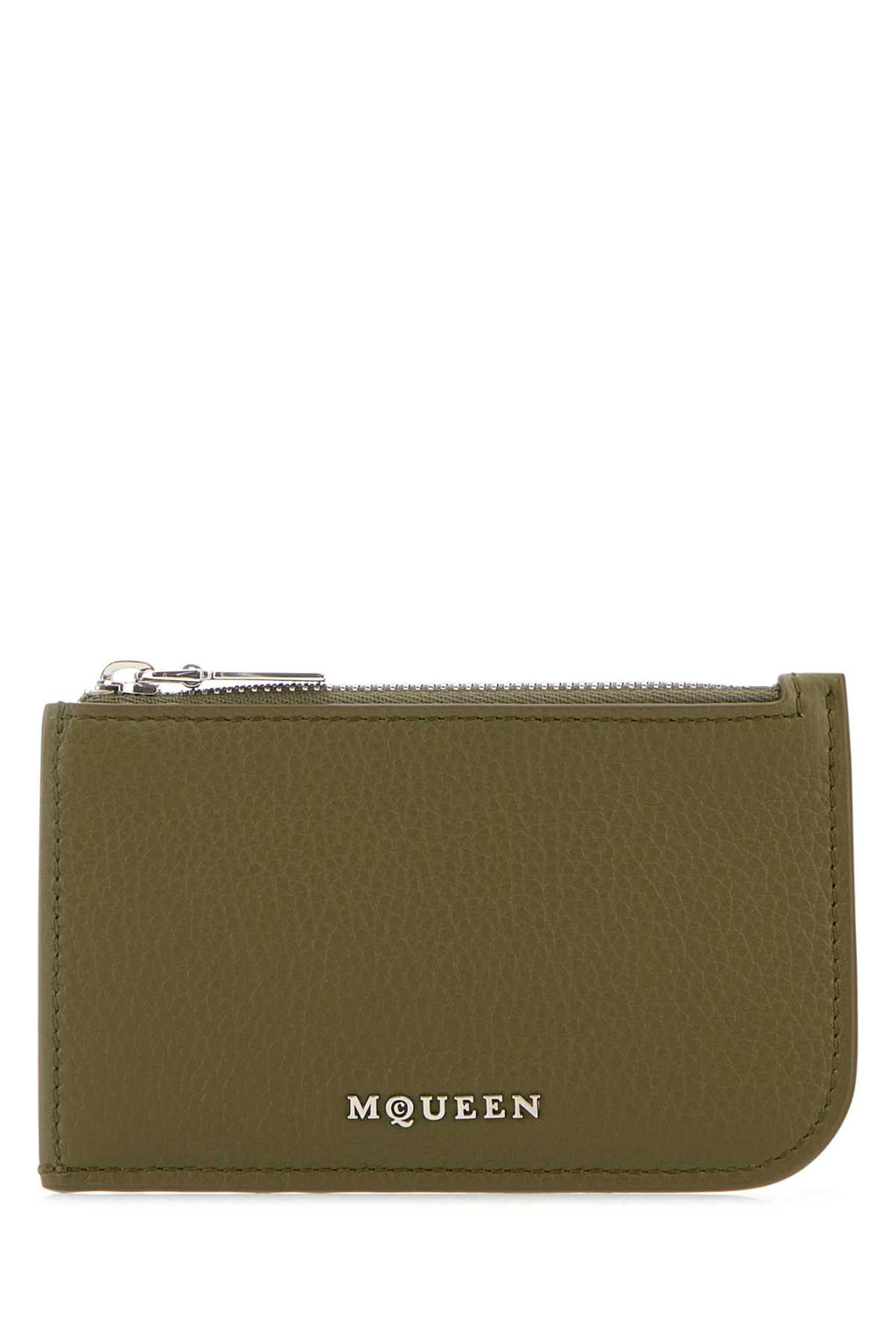 ALEXANDER MCQUEEN SLING ZIP CARD CASE For Men Exterior: 100% Leather Finishing: Silver metal