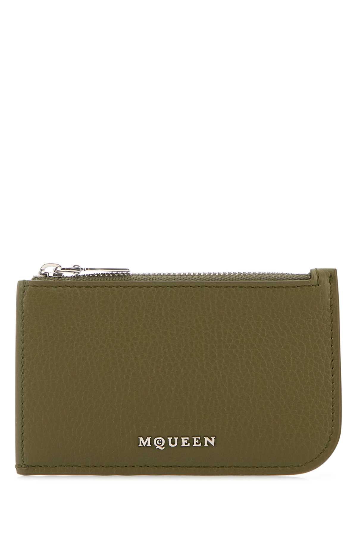 ALEXANDER MCQUEEN SLING ZIP CARD CASE For Men Exterior: 100% Leather Finishing: Silver metal