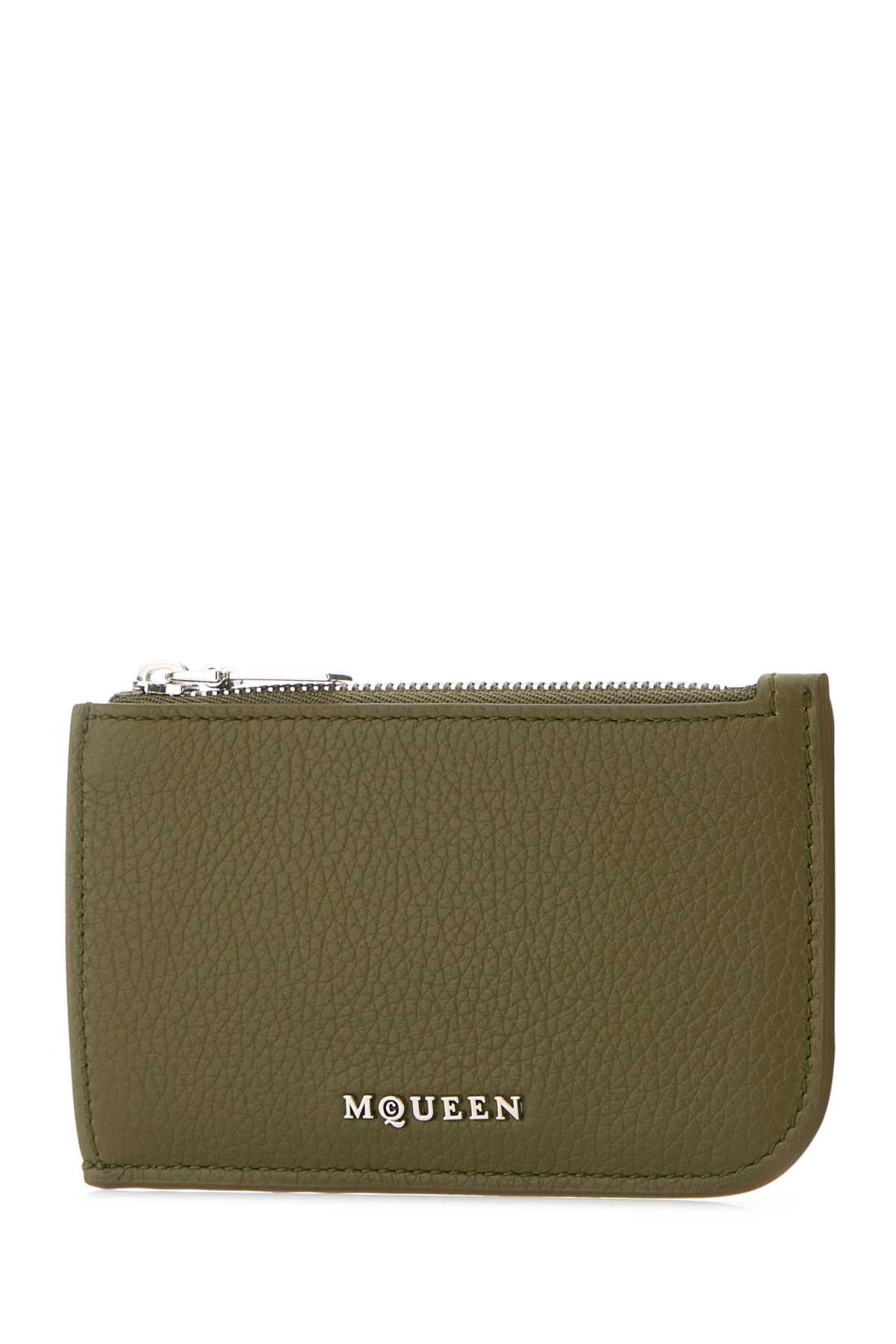 ALEXANDER MCQUEEN SLING ZIP CARD CASE For Men Exterior: 100% Leather Finishing: Silver metal