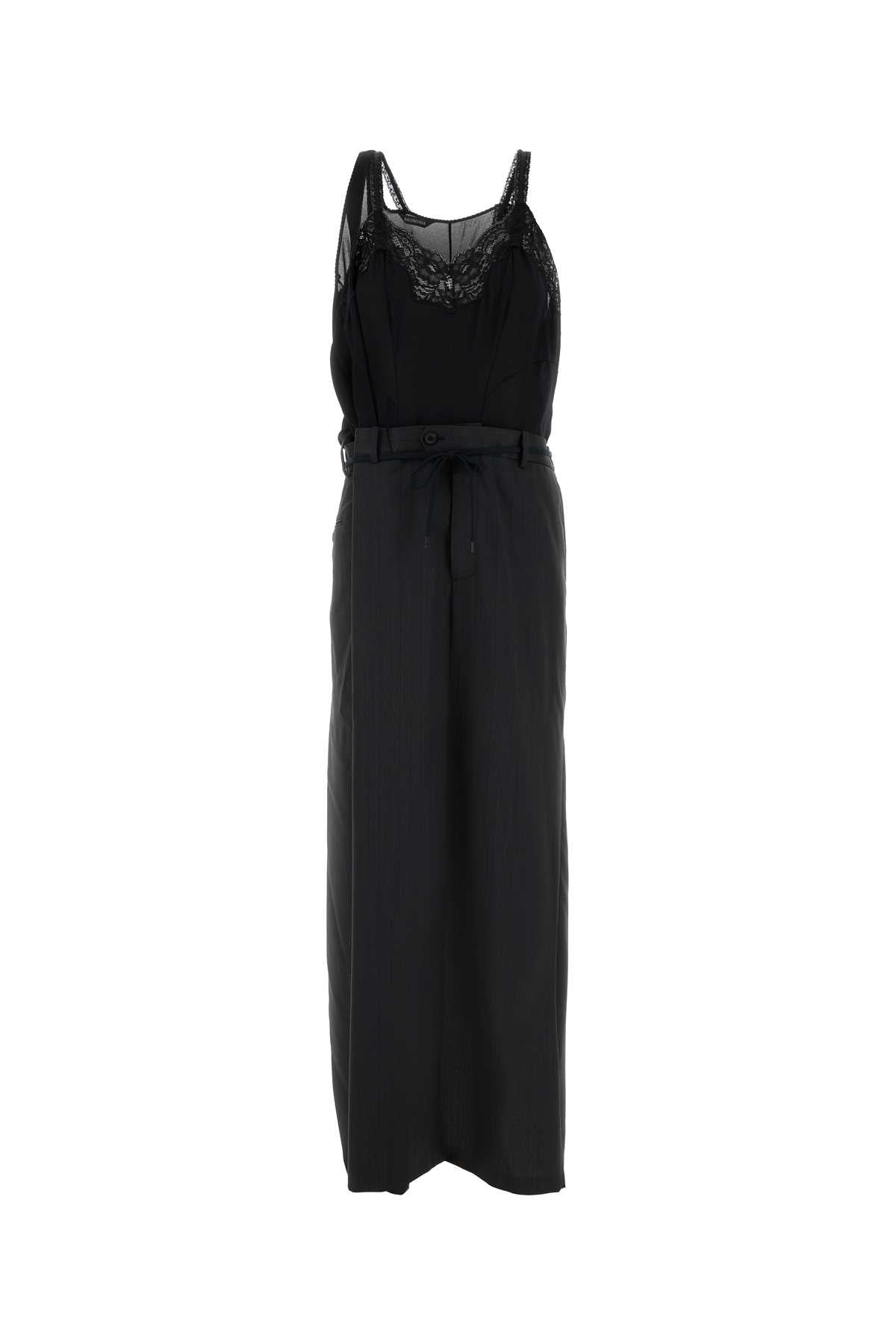 BALENCIAGA PATCHED SLIP DRESS For Women Exterior 1: 55% Polyester 45% Wool Exterior 2: 100% Polyester