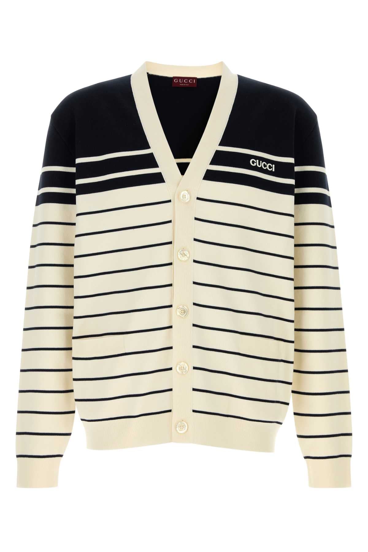 GUCCI CARDIGAN STRIPES LOGO For Men Exterior: 100% Cotton