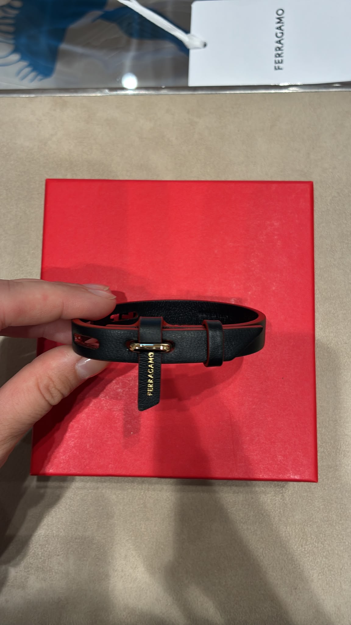 Ferragamo Gancini Leather Bracelet