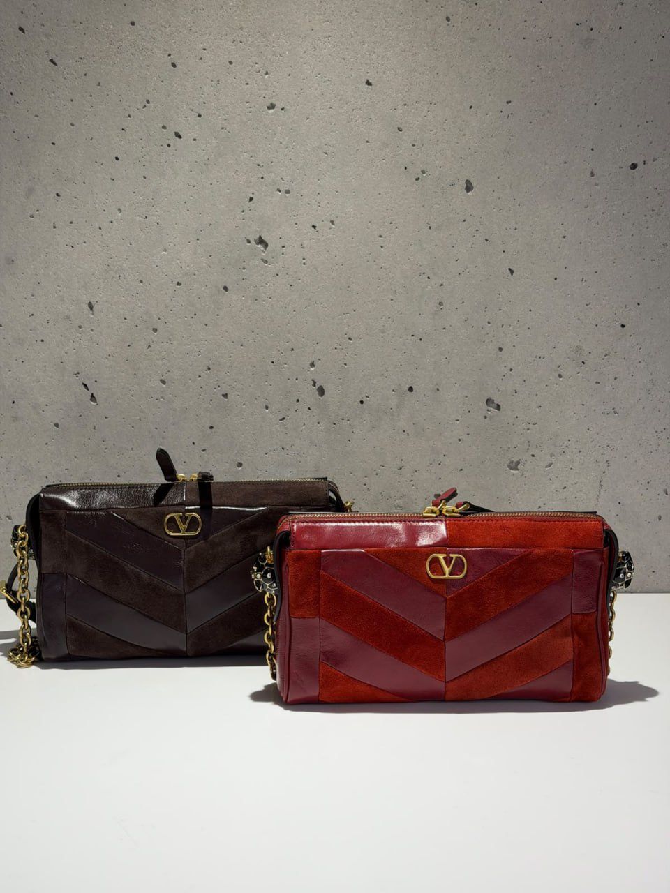 VLogo Signature Chevron Shoulder Bag