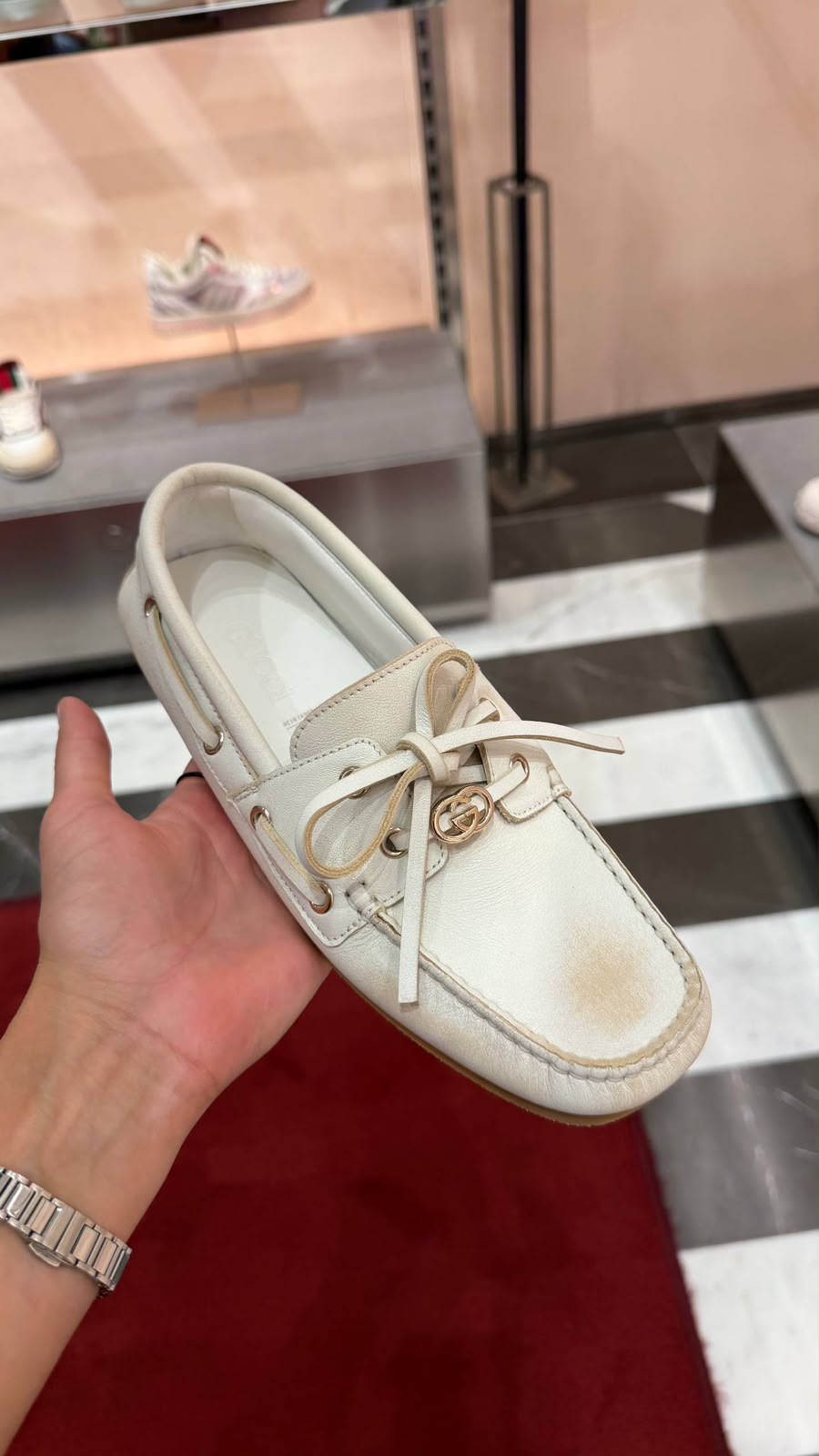 Women's Leather Boat Shoe with Interlocking G