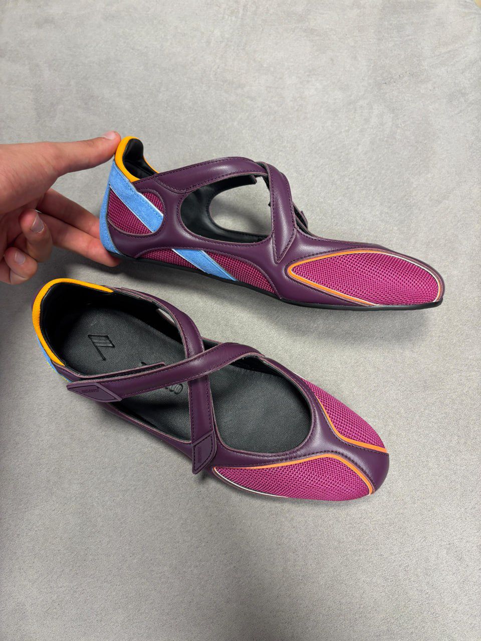 Mesh and Leather Ballerina Flats