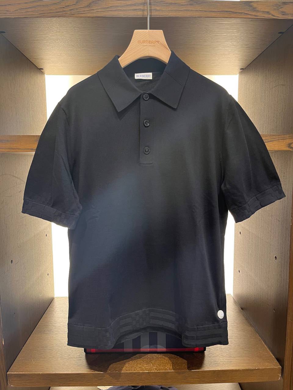 Check Detail Cotton Piqué Polo Shirt