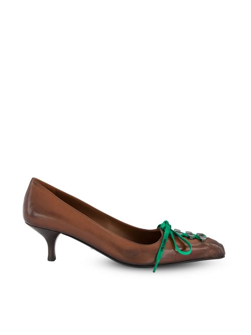Décolleté in Pelle Effetto Anticato Cacao