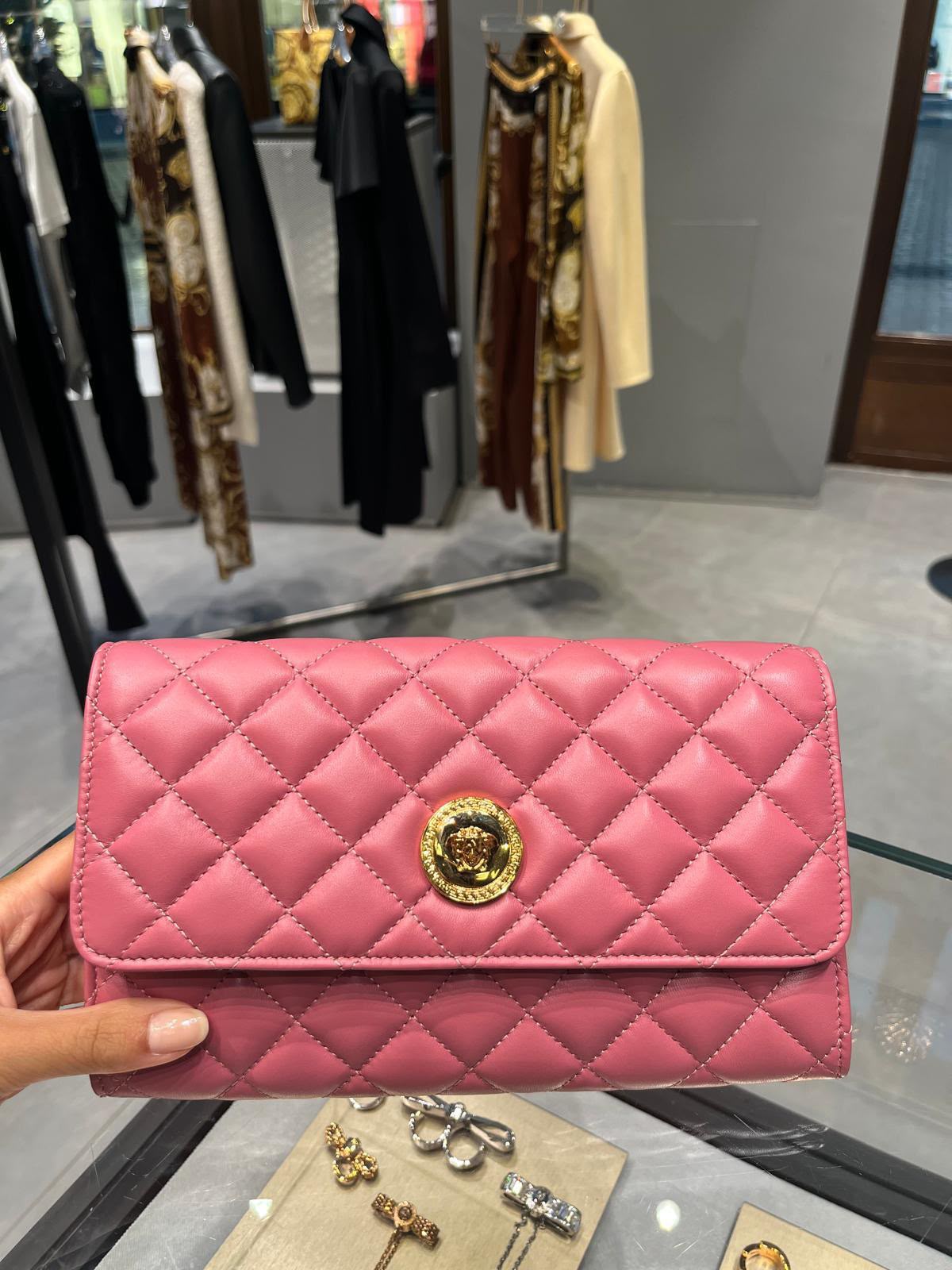 Quilted Leather Wallet on Chain