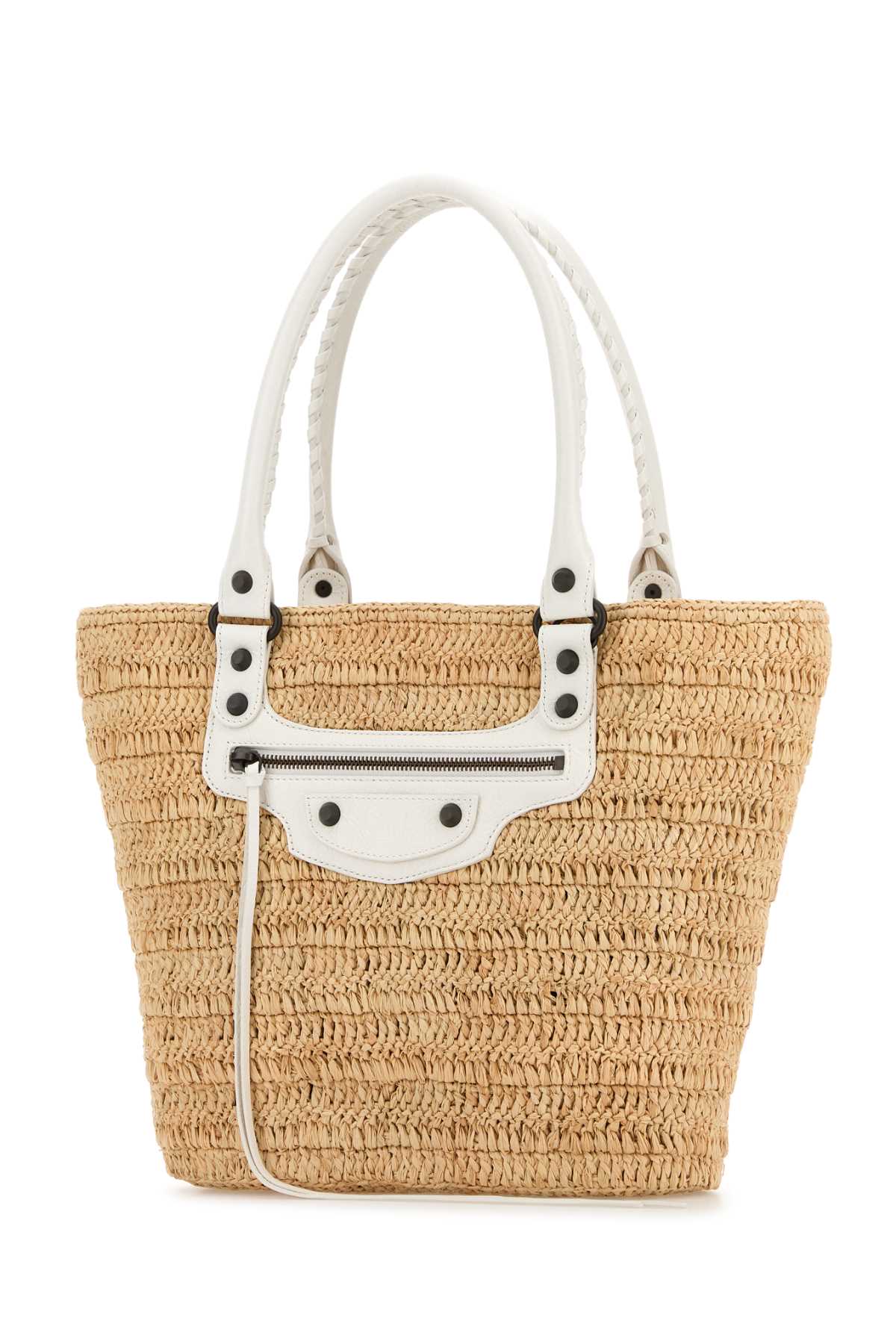BALENCIAGA LE CITY For Women Exterior: 100% Raffia 100% Lamb Finishing: Enameled metal