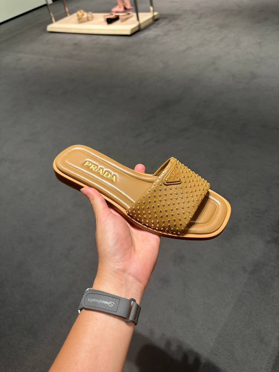Studded Leather Slides