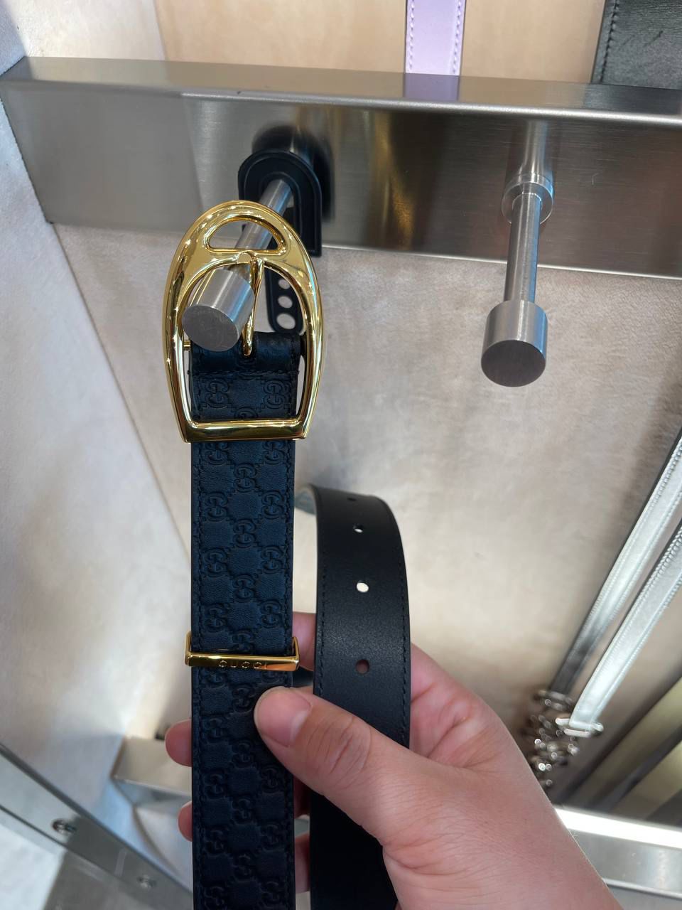 Horsebit Buckle Belt in GG Embossed Leather