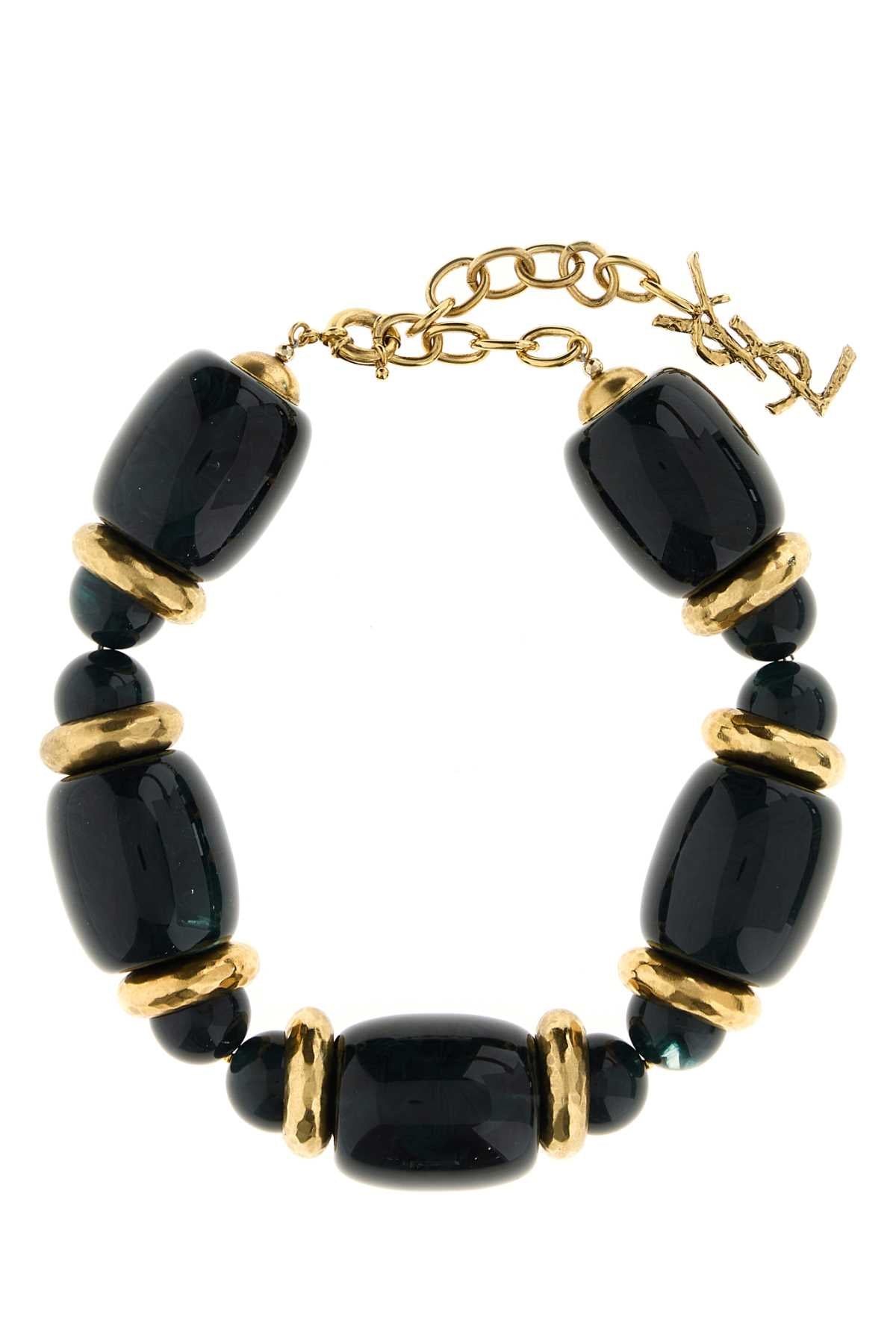 SAINT LAURENT COLLIER COURT TONNEA For Women Exterior: 100% Resin 100% Metal Finishing color: Antiqued golden metal