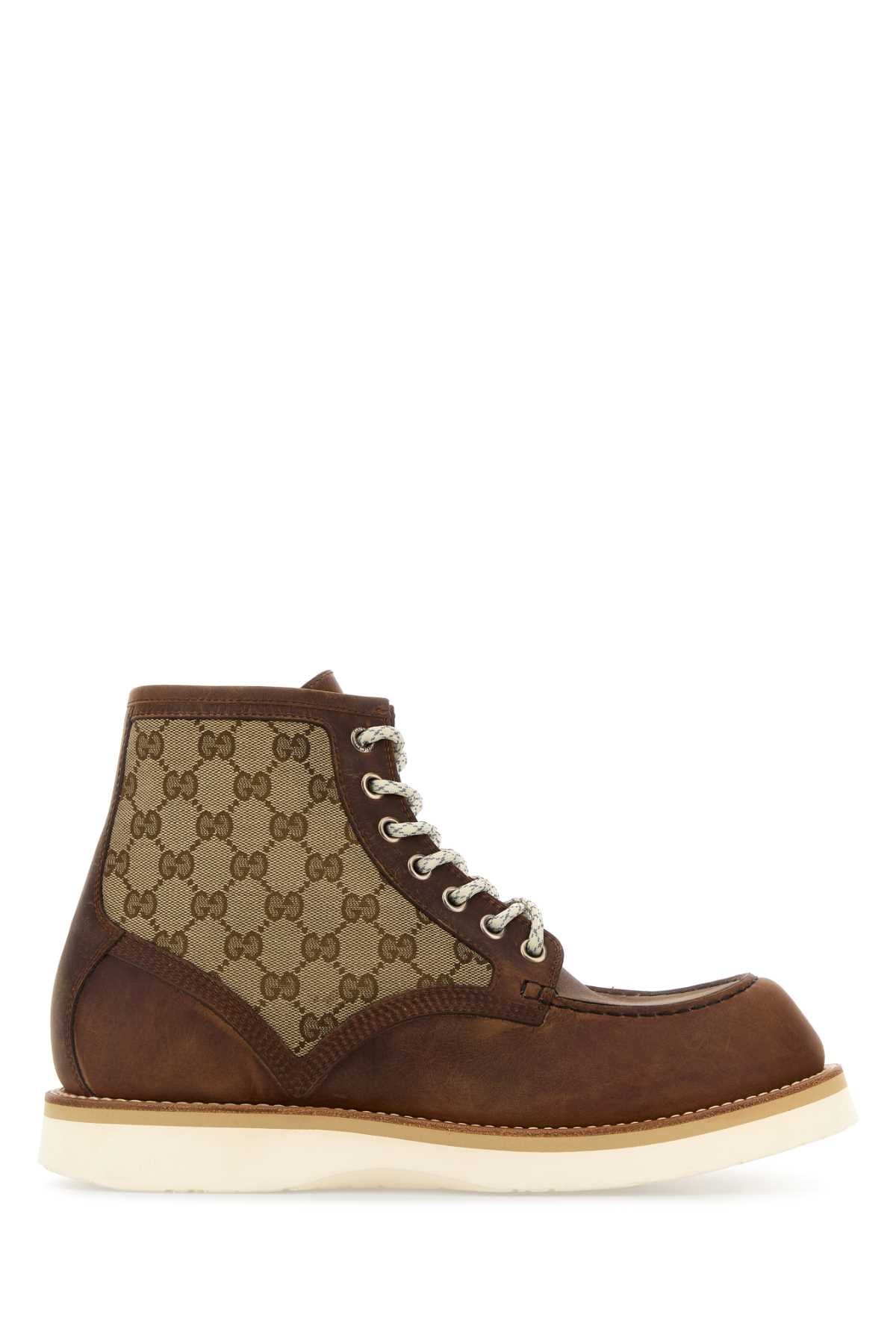 GUCCI M ALA BOOTIE GG CNVS + LTHR RS For Men CALF SKINT 65% POLYESTER T 18% COTTON T 17% POLYAMIDE