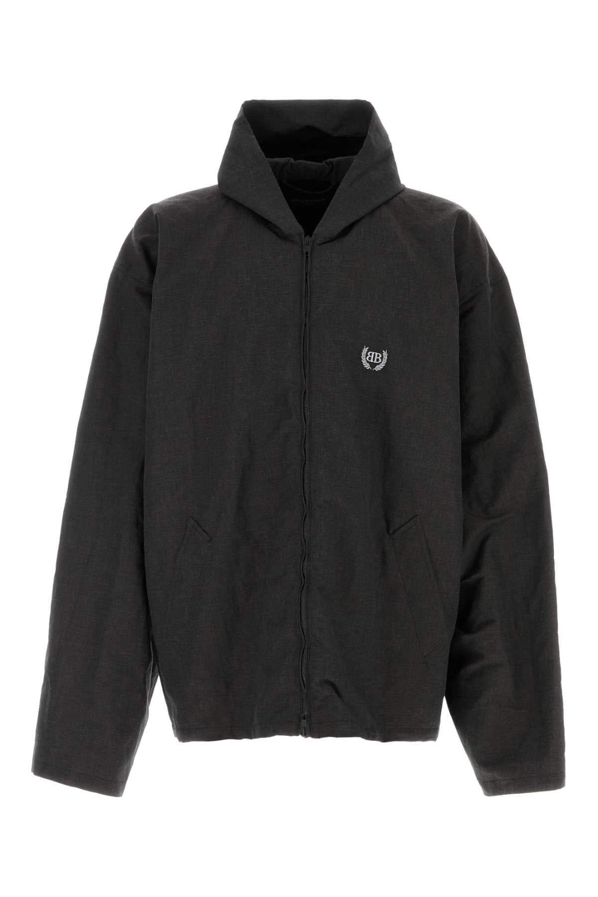 BALENCIAGA Hooded Zip-Up Jacket For Men Exterior: 58% Linen 42% Cotton Lining: 100% Cupro