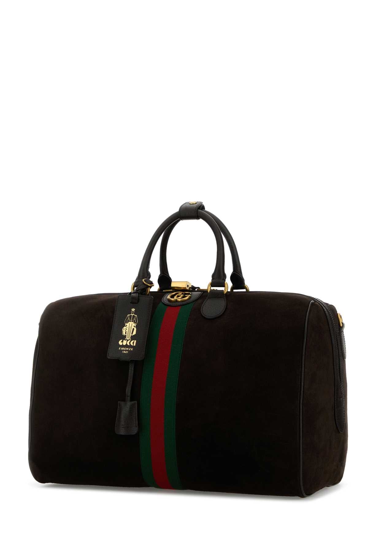 GUCCI TRAVEL BAG For Women Exterior: 100% Suede Lining: 100% Fabric Finishing: Antiqued golden metal
