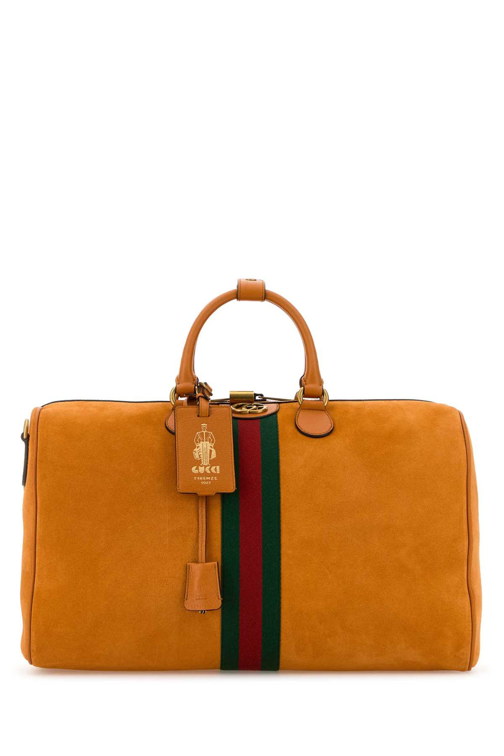 GUCCI TRAVEL BAG For Men Exterior: 100% Suede Lining: 100% Fabric Finishing: Antiqued golden metal