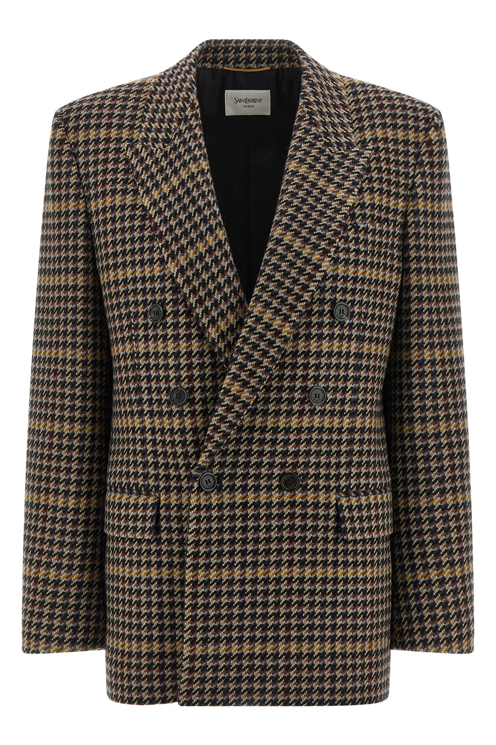 saint laurent Double-breasted houndstooth blazer