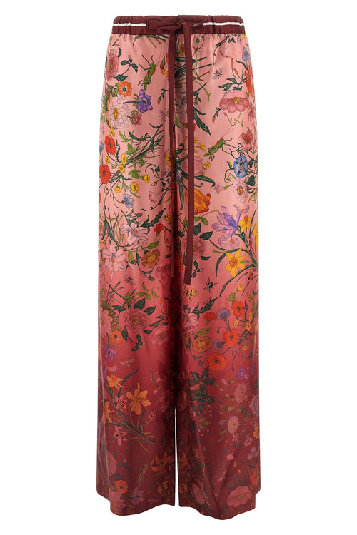GUCCI 'Flora' print pants For Women 100% silk