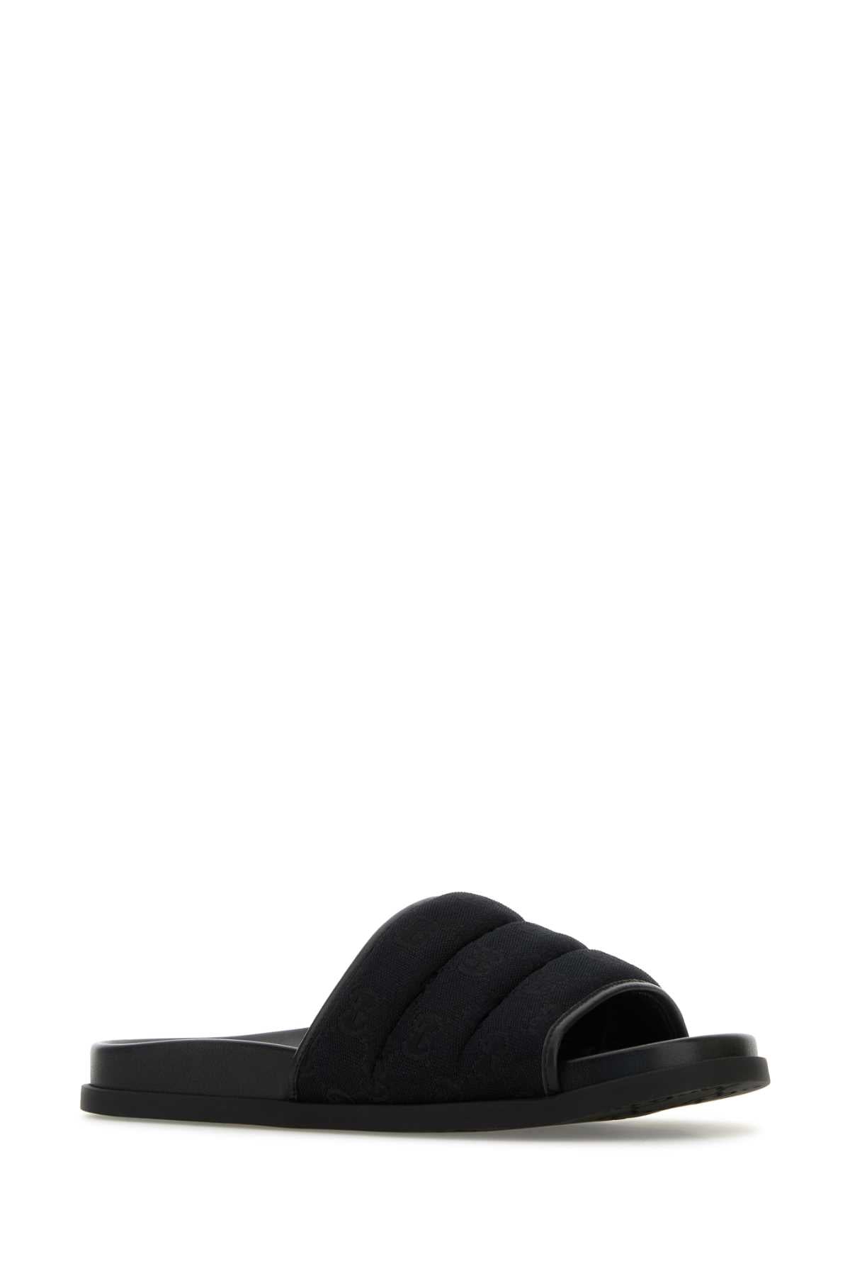 GUCCI M RHEIN SLIDE GG CANVAS RS For Men Exterior: 100% Fabric Interior: 100% Leather Sole: Rubber