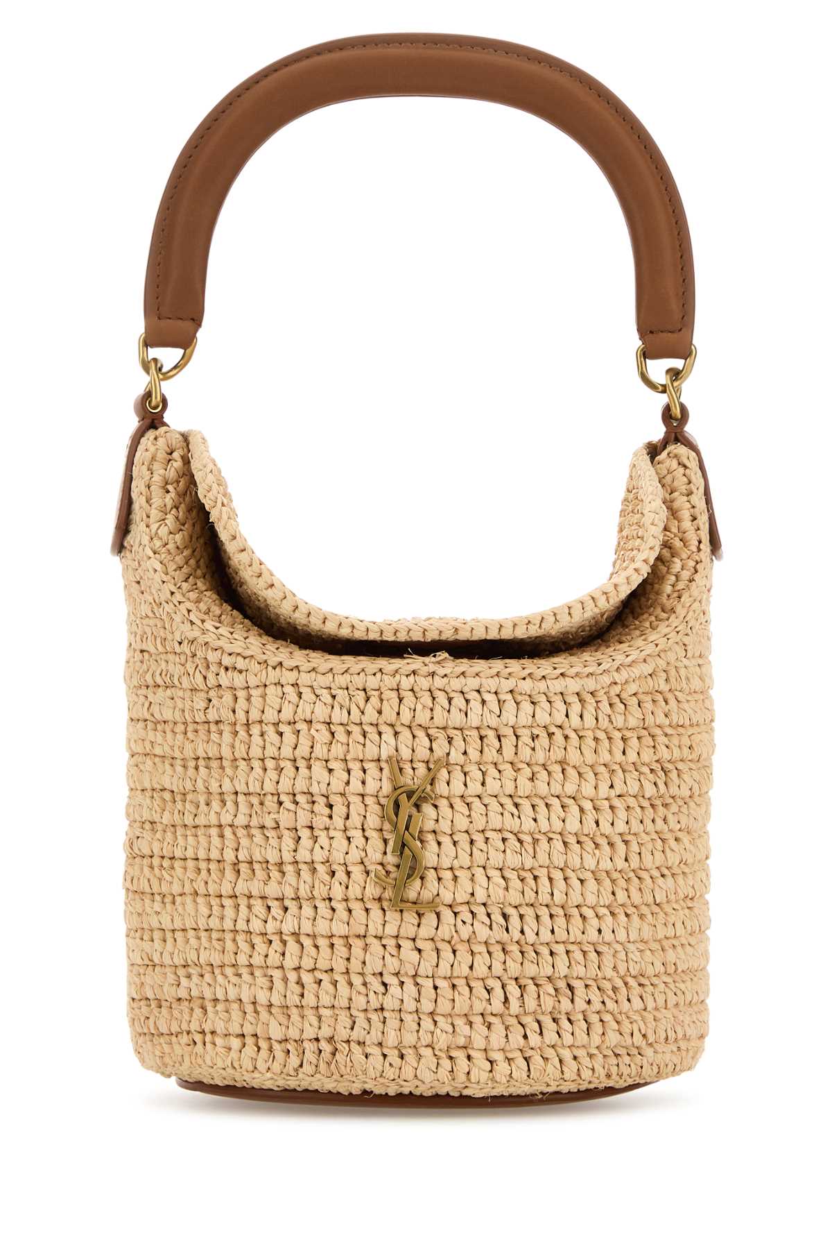 SAINT LAURENT YSL PW MBAG BUCKET For Women Exterior: 100% Raffia Finishing: Antiqued golden brass