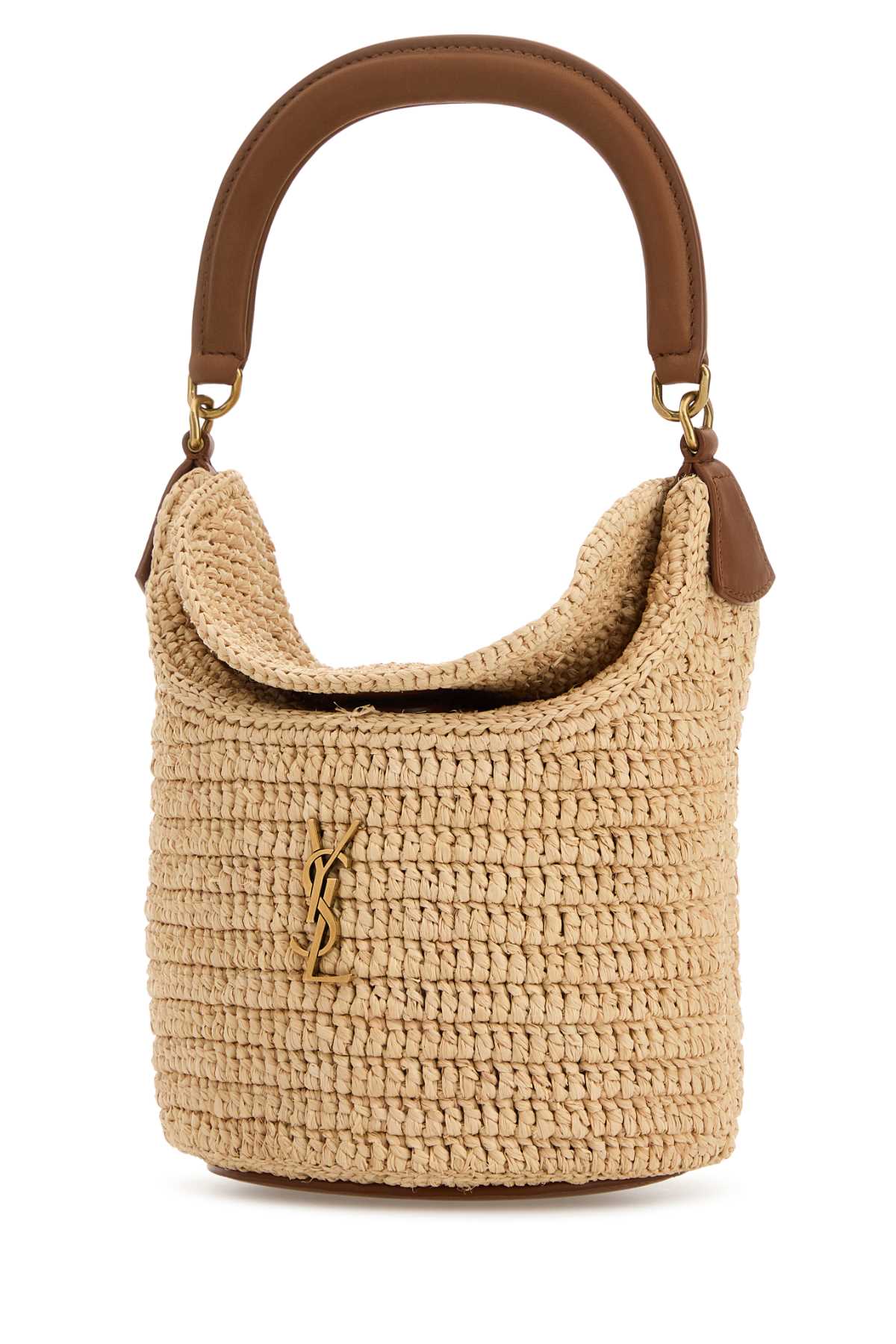 SAINT LAURENT YSL PW MBAG BUCKET For Women Exterior: 100% Raffia Finishing: Antiqued golden brass