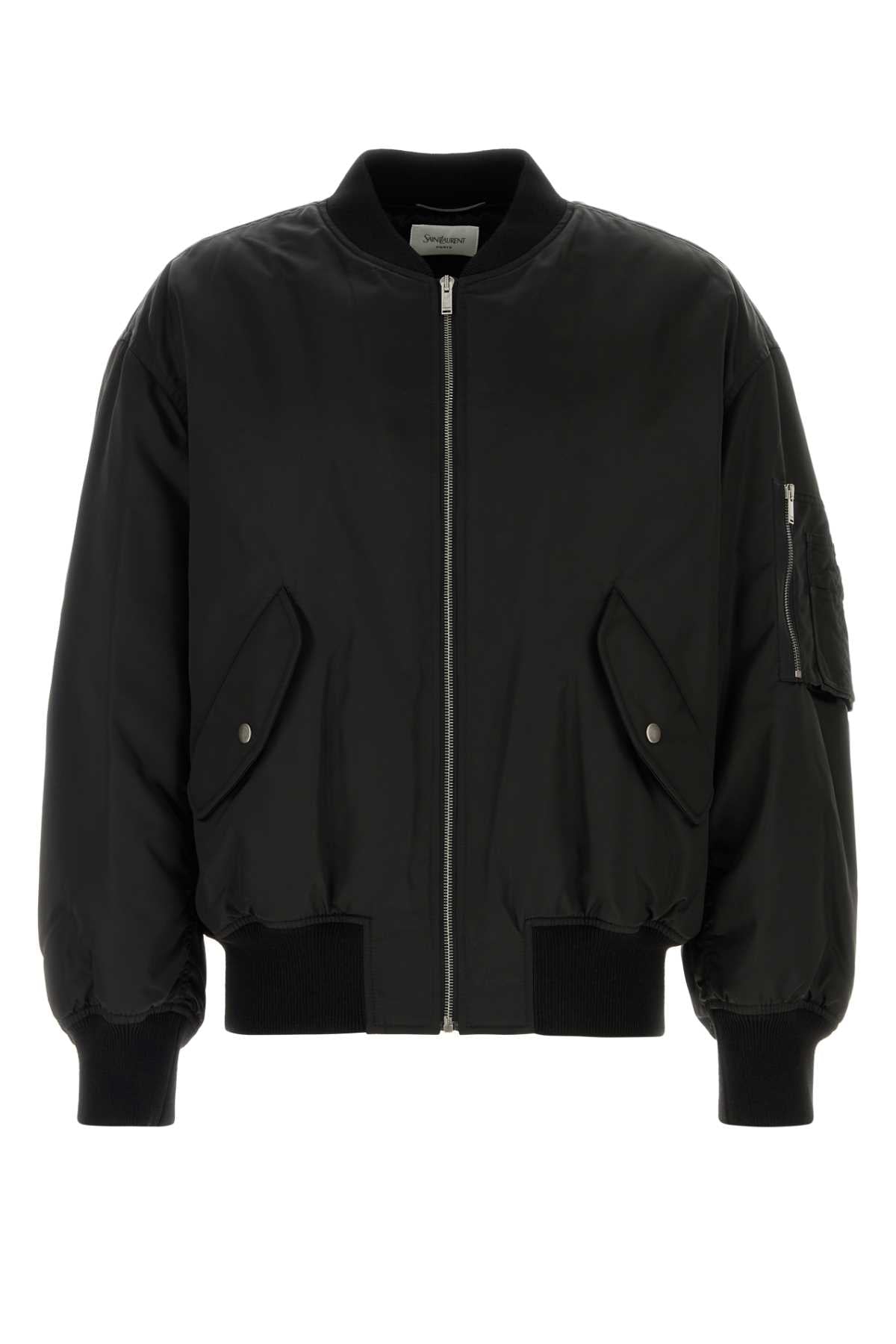 SAINT LAURENT BOMBER BOULE OVERSIZ For Men Exterior: 100% Nylon Lining: 64% Viscose 34% Cotton