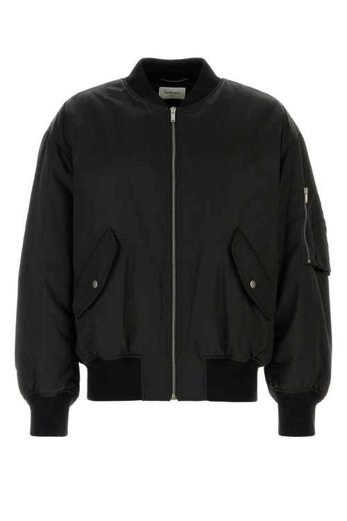 SAINT LAURENT BOMBER BOULE OVERSIZ For Men Exterior: 100% Nylon Lining: 64% Viscose 34% Cotton