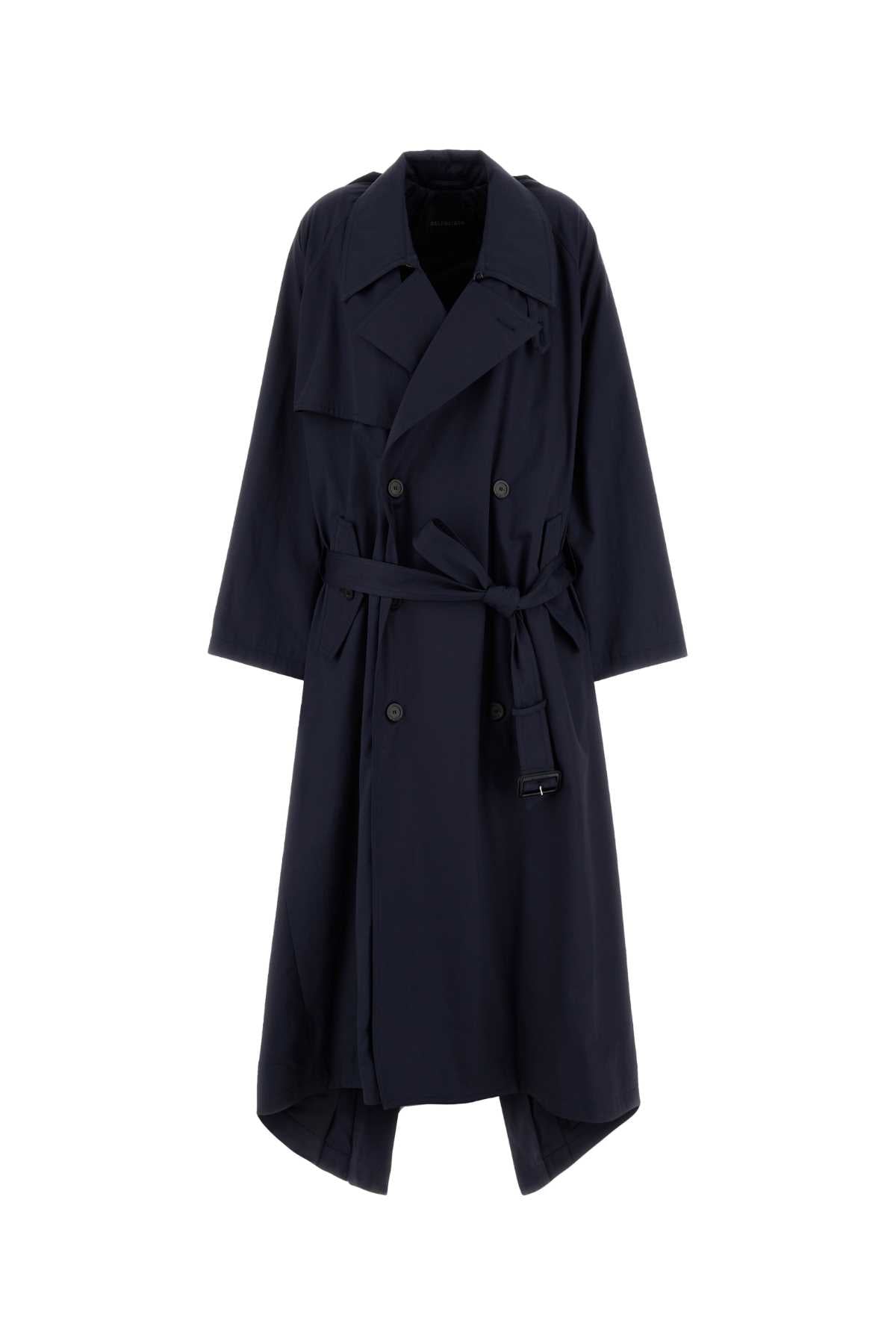 BALENCIAGA Draped Neck Trench For Women Exterior: 100% Cotton Lining: 100% Cupro
