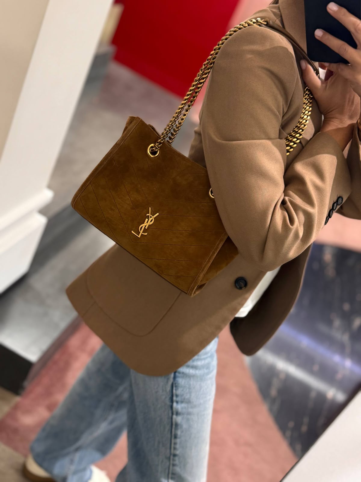 Niki Medium Chain Bag in Suede