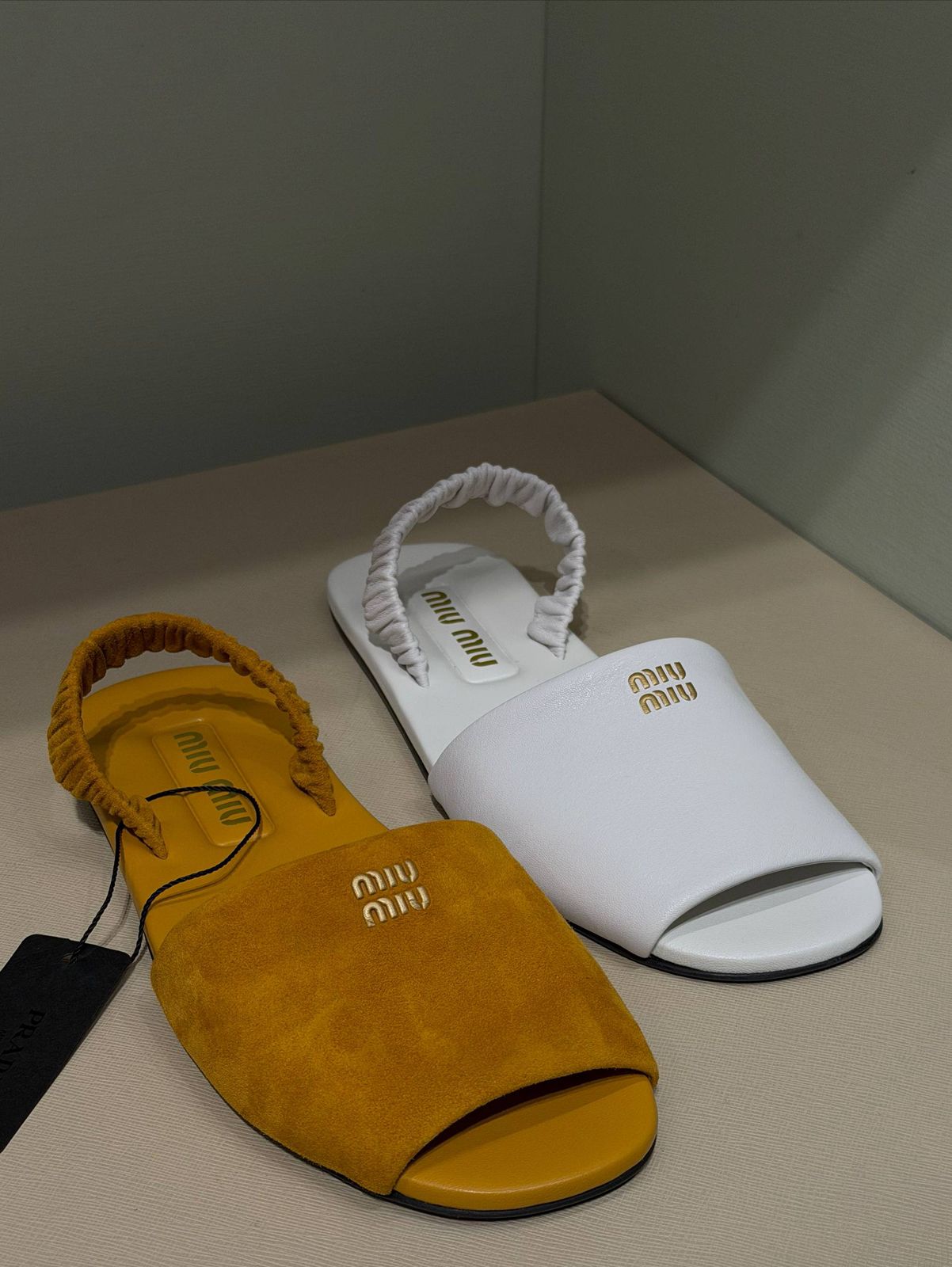 Suede and Nappa leather slides