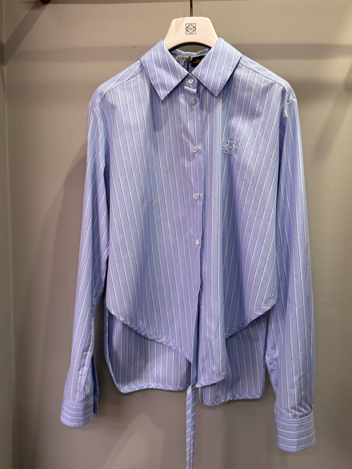 Asymmetric striped shirt in cotton
