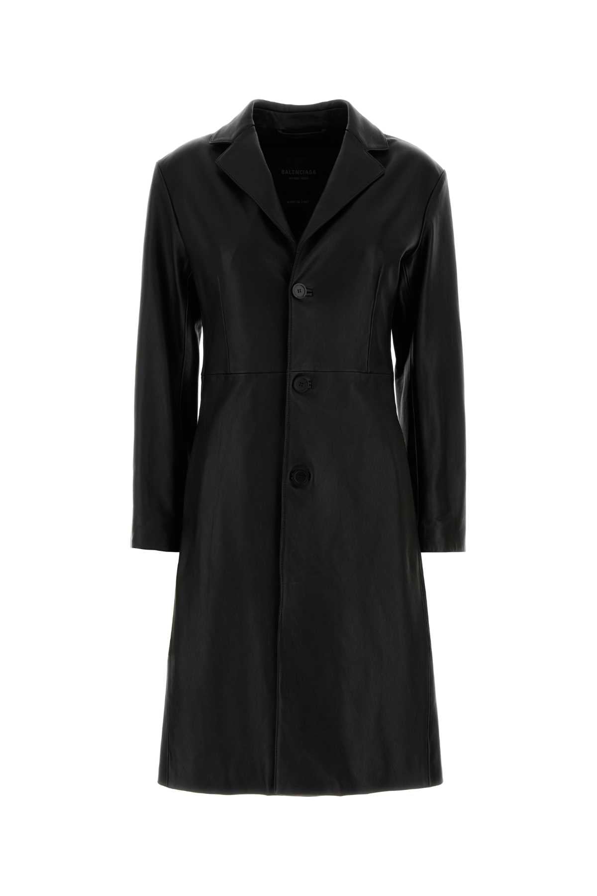 BALENCIAGA FITTED COAT For Women Exterior: 100% Leather Lining: 100% Fabric