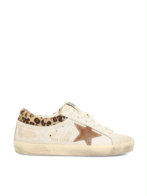 Ball Star Sneakers in White Leather with Gold Star