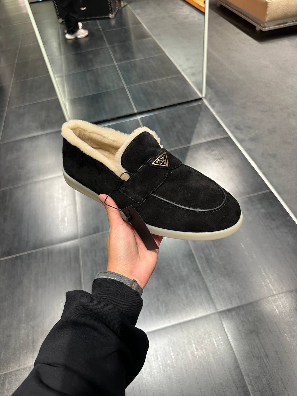 Suede Loafers with Shearling Lining