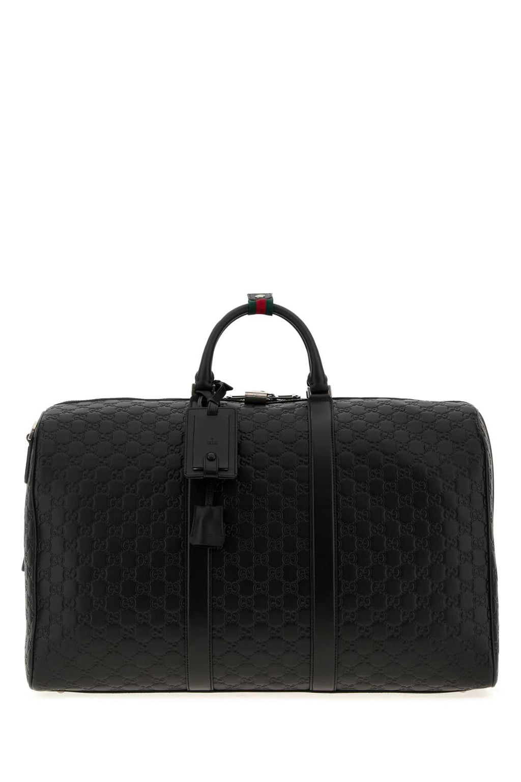 GUCCI DUFFLE WITH SHOULDER, ADDRESS AND KEYS TAG, PADLOC For Men Exterior: 100% Leather Lining: 100% Fabric Finishing: Silver metal