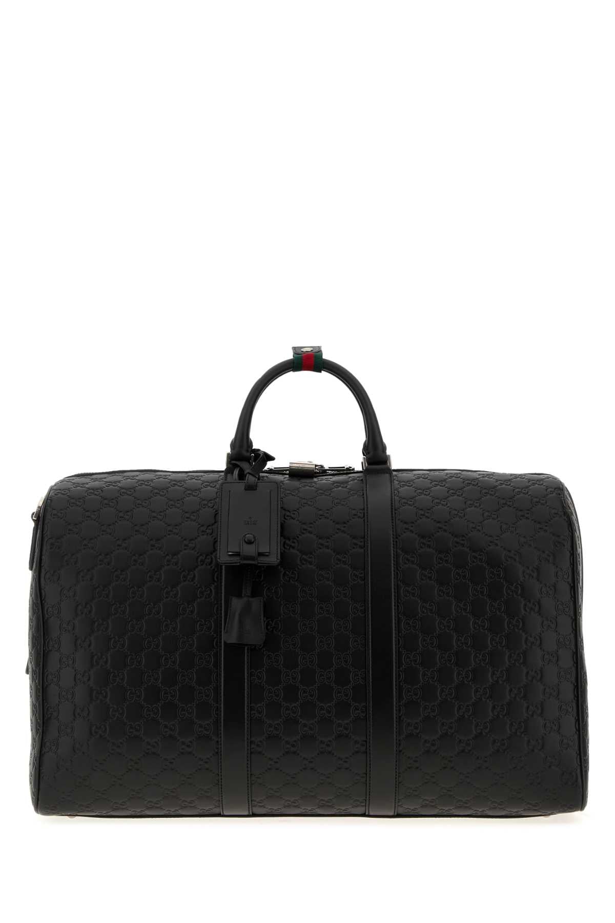 GUCCI DUFFLE WITH SHOULDER, ADDRESS AND KEYS TAG, PADLOC For Men Exterior: 100% Leather Lining: 100% Fabric Finishing: Silver metal