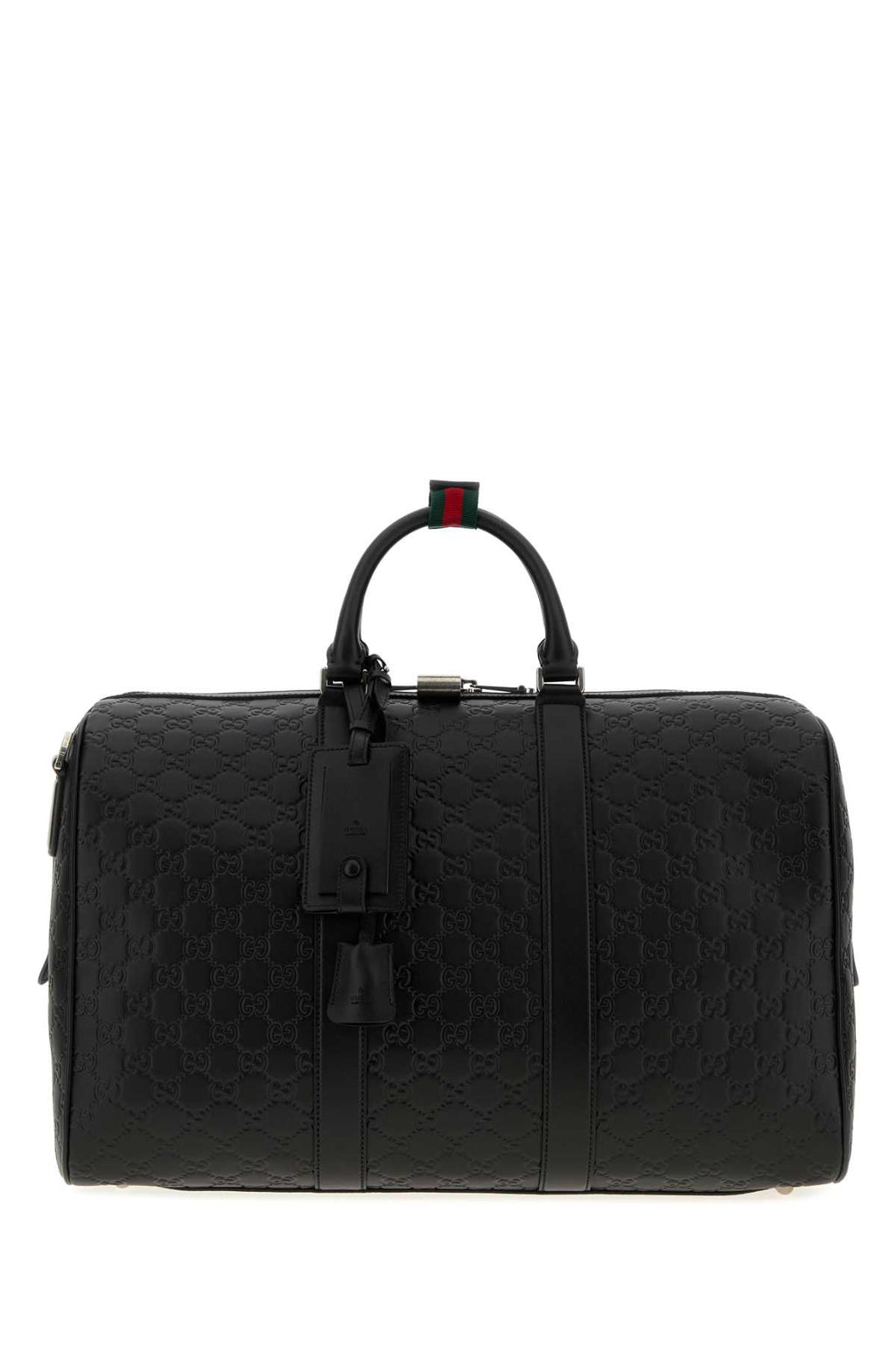 GUCCI DUFFLE WITH SHOULDER, ADDRESS AND KEYS TAG, PADLOC For Men Exterior: 100% Leather Lining: 100% Fabric Finishing: Silver metal